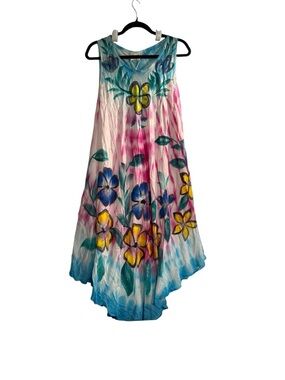 Exist Floral Boho Dress One Size Hand Painted Style Sleeveless NWT